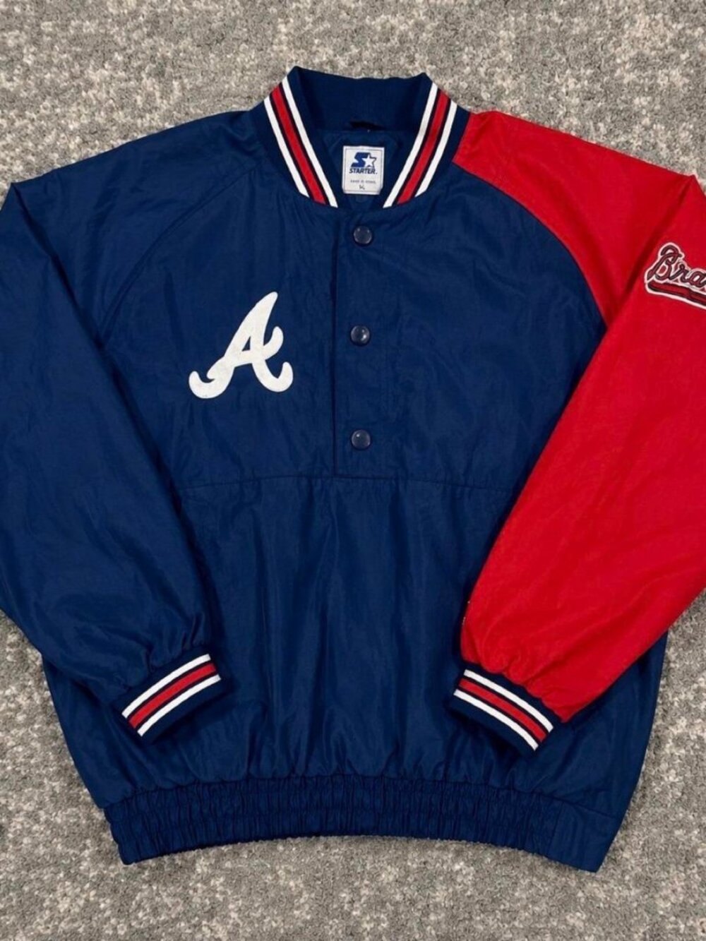 Vintage Atlanta Brave Starter Windbreaker Quarter Button Jacket